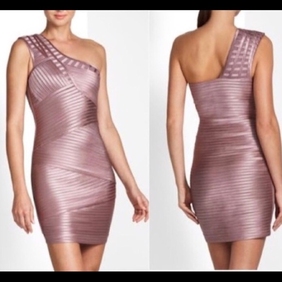 Mauve One Shoulder Banded BCBGMaxAzria Dress - Picture 1 of 4
